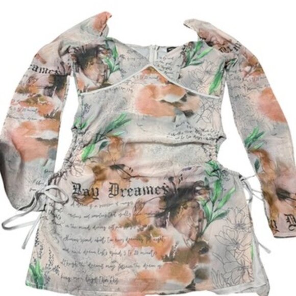 PLT NWT Stone Printed Chiffon Cut Out Shift Dress Size 12 - Picture 9 of 12